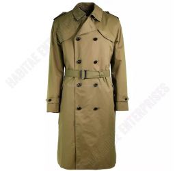 Dutch Army Coat Khaki Long officer Trench Coat with Lining