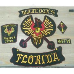 Warlocks Florida MC Kacket 35cm Iron on Embroidered