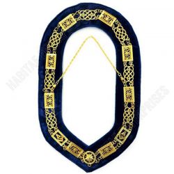 Masonic Grand Lodge Chain Collar Gold On Blue
