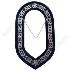 Master Mason Blue Lodge Chain Collar - Silver Plated Square & Compass G
