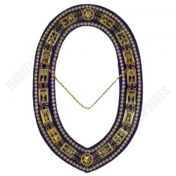 Council Chain Collar - Gold Plated with Rhinestones on Purple Velvet