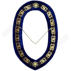 Knights Templar Commandery Chain Collar - Gold Plated on Blue Velvet