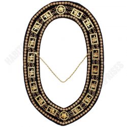 Knights Templar Commandery Chain Collar - Gold Plated with Rhinestones