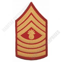 USMC Master Gunnery Sergeant E-9 Gold on Red Embroidered Chevrons