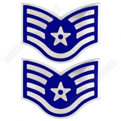 Air Force Chevron Metal Staff Sergeant (SSGT) E5 Pair