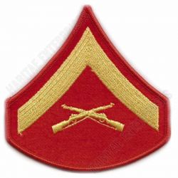 Lance Corporal E-3 Gold on Red Embroidered Chevrons