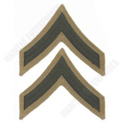 USMC Private First Class E-3 Green on Khaki Embroidered Chevrons