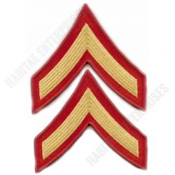 USMC Private First Class E-3 Gold on Red Embroidered Chevrons