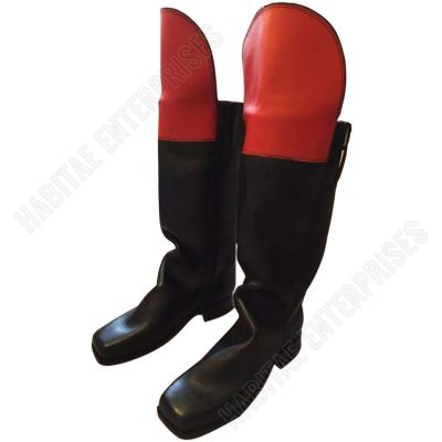 Civil War Western Cowboy Tall Dragoon Boots Black Red Leather