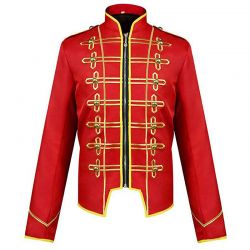 Men Steampunk Military Drummer Vintage Embroidery Parade Hussar Jackets