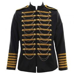 Mens Hussar Jacket Artillery Tunic Military Drummer Steampunk Coat