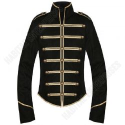 Gold And Black Parade Military Uniform Hussar Jacket