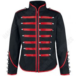 Men Military Steampunk Red Parade Marching Drummer Jacke