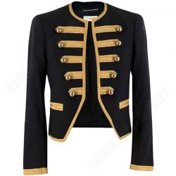 Men's British Army officer Black Wool Braided Hussar Jacket