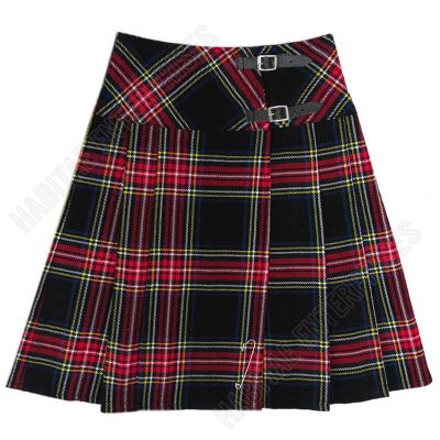 Ladies Black Stewart Tartan Kilt