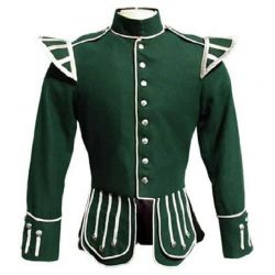 Military Piper Drummer Doublet Green Jacket 100% Wool Tunic