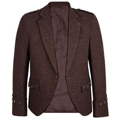 Brown Shetland Tweed Argyll Kilt Jacket And Waistcoat