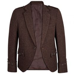 Brown Shetland Tweed Argyll Kilt Jacket And Waistcoat