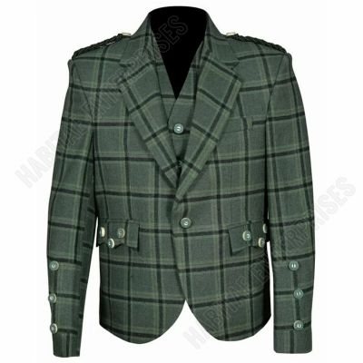 Check Lovat Green Tweed Argyle Jacket With Waistcoat