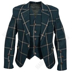 Green Pure Wool Argyll Jacket With Waistcoat