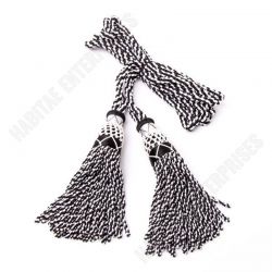 Silk Bagpipe Cords, Black & Silver Lanyards