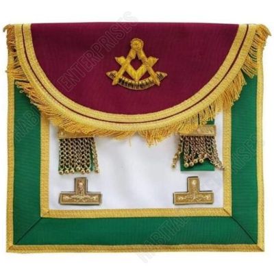 Scottish Rite Past Master Handmade Apron – Maroon and Green