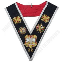 Masonic Rose Croix 32nd Degree Collar Gold and Silver Embroidery