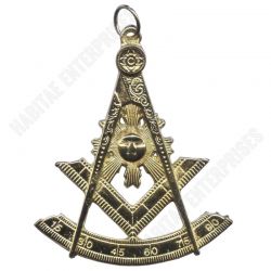 Past Master Blue Lodge Collar Jewel - Quadrant & Square Gold Metal