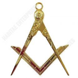 Master Mason Blue Lodge Collar Jewel - Square & Compass Gold Metal
