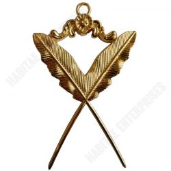 Secretary Blue Lodge Officer Collar Jewel - Gold Metal
