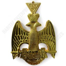 33th Degree Scottish Rite Collar Jewel - Wings Down Gold Plated