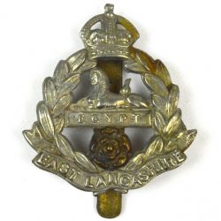 East Lancashire Regiment Bimetal Cap Badge, King's Crown