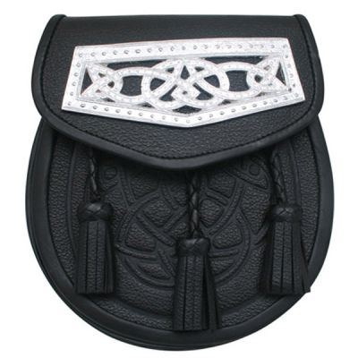 Black Leather Celtic Interweave Plate Sporran