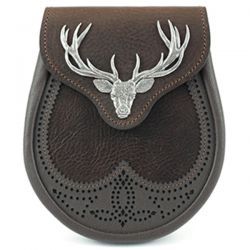 Stag Brown Saddle Leather Semi-Formal Sporran