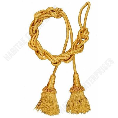 Liturgical Cincture wood covered in gold 2 Tassels Metallic thread