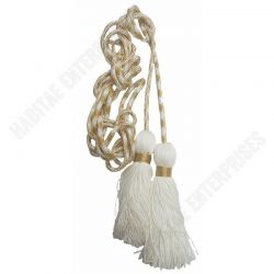 Priest Cincture with golden band Pure Viscose, Ivory White