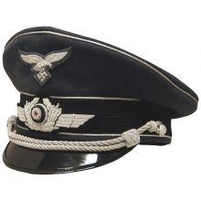 Luftwaffe Officer Visor Cap, Silver Piped