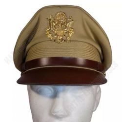 WWII US Officers Visor Cap Tan
