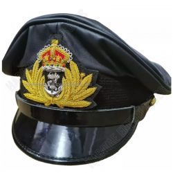 UK Navy Black Leather Fashion Hat Cap