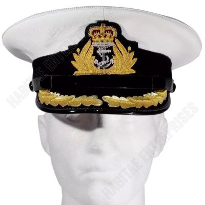 Royal Navy Officer Visor Cap Captain1 Row Gold Peaked PVC Cover