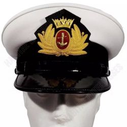 Merchant Navy White Cotton Top Cap WWII