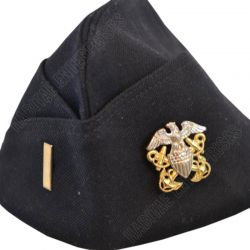 WW2 US Navy Officer Black Dress Garrison Cap with Insignia