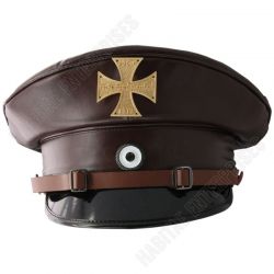 Rare Prussian Army Officer's Leatherette Visor Hat Land Wehrkreuz 1813